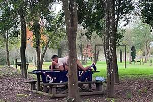 Stepmom sneaks outdoor moans and kisses while getting pounded hard by lover, blue-eyed beauty caught in ecstasy!