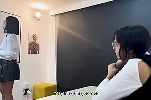 the milf teacher shows her students a hot threesome right in class