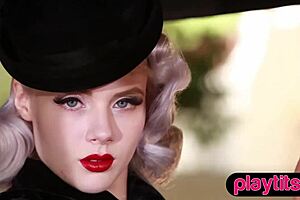 Hey check this slender blonde Russian MILF stripping nude outdoors!