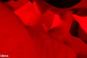 Hot close-up blowjob in red light quickie