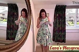 british mature lara latex starts spring with a sneaky rub in heels.