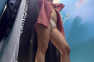 russian big boobs girl changes in dressing room nipples out