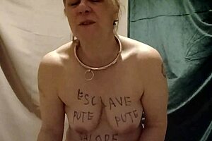 omg french housewife esclave f gagging on dildo deepthroat training and chained masturbation 😩💦