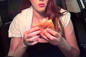 Italian milf artemisia love munches food in car 😏 slow-mo tease.
