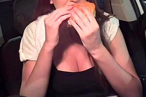 Italian milf artemisia love munches food in car 😏 slow-mo tease.