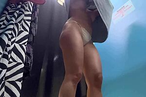 russian big boobs girl changes in dressing room nipples out