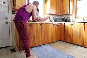 Daddy Makes Stepdaughter Squirt Hard in Kitchen Dripping Wet Orgasms Good Girl