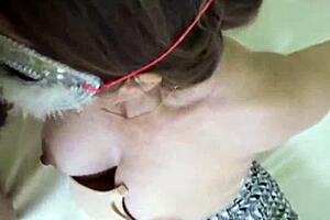 knp14 bends over masked big tits milf for hard doggy then licks her pussy quick