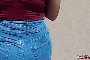 he spots a random beach beauty with perfect curves and natural tits, things heat up quick