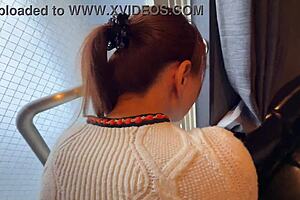 amateur japanese wife gets pounded doggystyle by hotel window with people outside