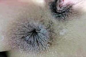 playing with anal beads and dildo stretches her big ass hole gaping wide