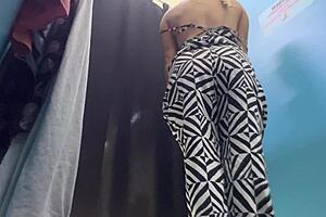 russian big boobs girl changes in dressing room nipples out