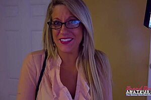 Kinky blonde Anya gaps her wet shaved muff with magic wand tattooed curves