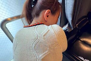 amateur japanese wife gets pounded doggystyle by hotel window with people outside