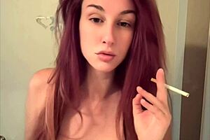 artemisia love's big boobs bounce seductively in her steamy italian milf bikini smoking solo