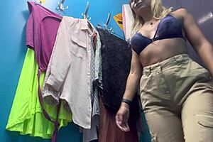 russian big boobs girl changes in dressing room hidden cam nipples
