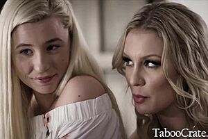 kinky stepmom and stepdaughter chat up potential stepdaddy in bisexual casting
