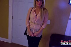 Kinky blonde Anya gaps her wet shaved muff with magic wand tattooed curves