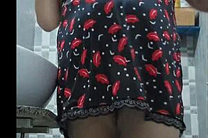 SHEMALE MONICA M PEEING SLUTTY IN TIGHT LINGERIE MONSTER COCK READY!