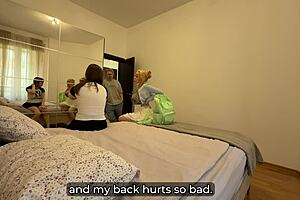 Step mom and sis share stepson in hotel threesome romp