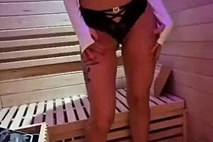 Sauna fuck ends intense bedroom pounding girlfriend!