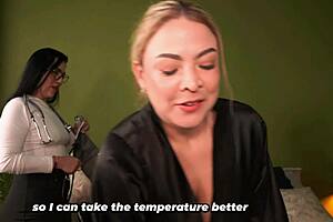 Doctor's big butt leads to steamy lesbian play with busty patient