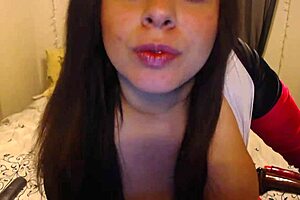 Watch this big tits Latina milf swallow cum on instruction!