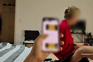 stepmom catches him jerking off to porn and he cums right in front watching her! 😈💦👀
