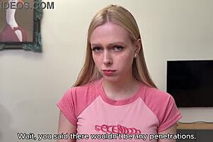 A breasty blonde swallows litre sperm down throat at massage salon!