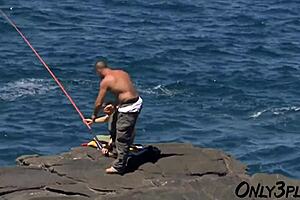 i'm lovin this tanned brunette's tight ass gettin double stuffed on the rocks... oh man!!