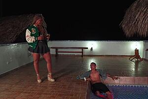 stepson's best friend fucks me poolside at night