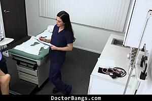 Shy Teen Pays Doctor and Nurse with Pussy Pounding for New Tits
