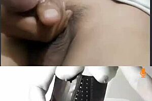 Latina milf prostitute rams huge dildo deep in shaved pussy on public webcam chat