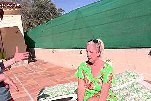Horny Stud Fucks Mature Granny By The Pool