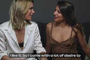 Two skinny girls shocked by huge dick