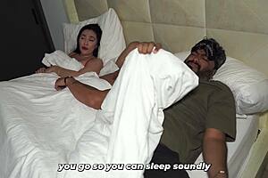 Muscular bodybuilder secretly pleasures his brother's curvy wife in bed
