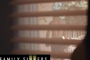 Family Sinners Brunette Milf Tastes Stepsons Cock Then Rides It
