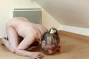 Petite french slave in self bondage session