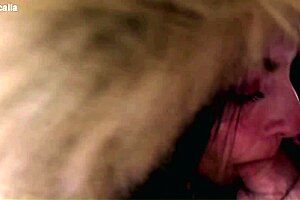 Glossy fur hood downjacket deepthroat spit play riding and cum dripping on my coat