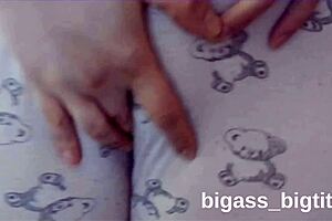 latina milf in pajamas teases cameltoe pussy before solo fingering orgasm