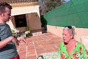 Horny Stud Fucks Mature Granny By The Pool