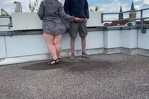 No matter how hard the plump mother-in-law tried pissing splashed all over her legs
