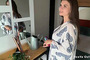 Taboo stepmommy strokes huge cock until stepson catches her