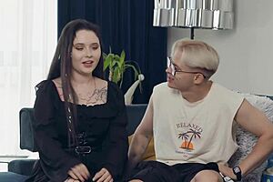 our first awkward swing nervous partner swap on couch turns wild