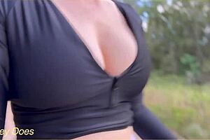 wifey public cleavage flashing in a tight shirt