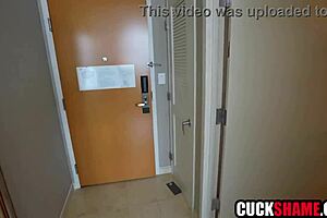 Cuck hubby watches wife fucking black bellman in hotel room