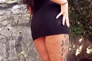 hot risky public sex in park with brunette latina