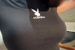 Stepmom shows her nipples in the bathroom