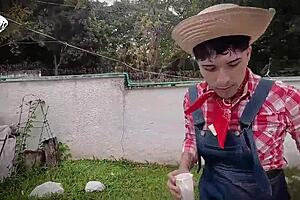 Perv grandma hires young 18+ gardener and ends up fucking him hard in the ass
