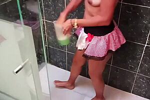 i watch my stepmom clean the shower in the bathroom